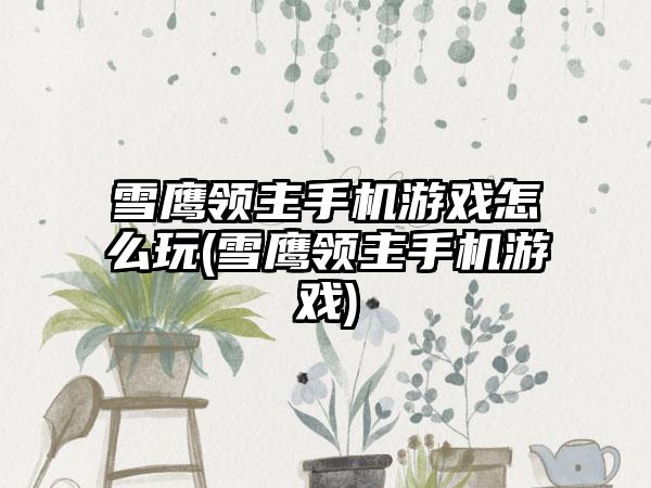 雪鹰领主手机游戏怎么玩(雪鹰领主手机游戏)
