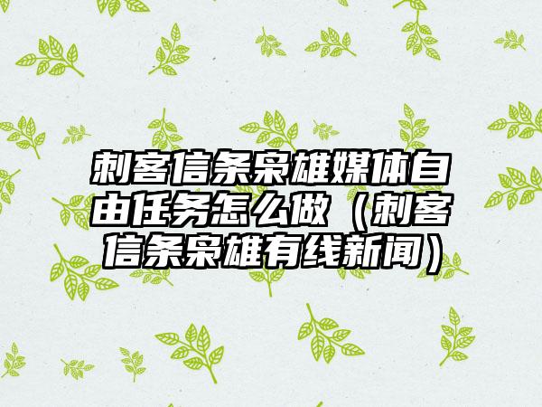 刺客信条枭雄媒体自由任务怎么做（刺客信条枭雄有线新闻）