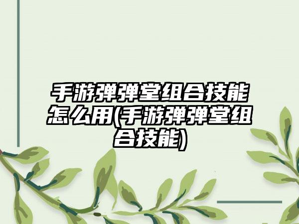 手游弹弹堂组合技能怎么用(手游弹弹堂组合技能)