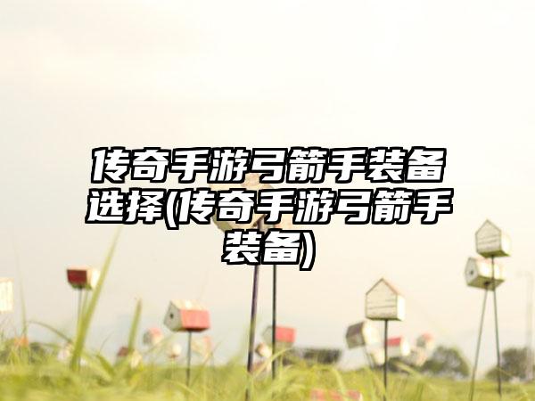 传奇手游弓箭手装备选择(传奇手游弓箭手装备)