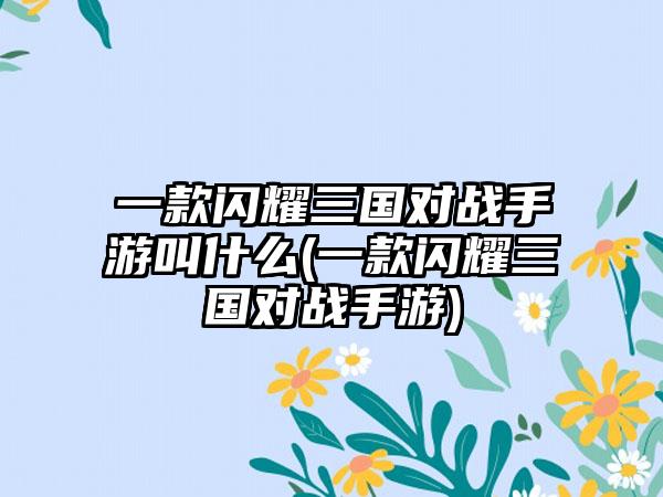 一款闪耀三国对战手游叫什么(一款闪耀三国对战手游)