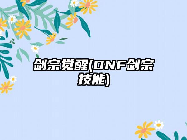 剑宗觉醒(DNF剑宗技能)