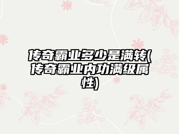 传奇霸业多少是满转(传奇霸业内功满级属性)