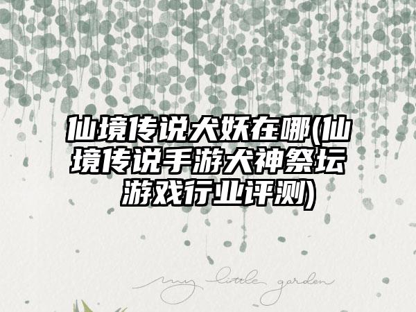 仙境传说犬妖在哪(仙境传说手游犬神祭坛 游戏行业评测)