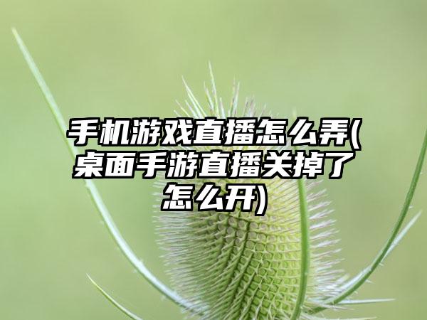 手机游戏直播怎么弄(桌面手游直播关掉了怎么开)