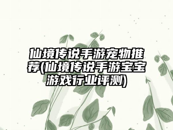 仙境传说手游宠物推荐(仙境传说手游宝宝游戏行业评测)