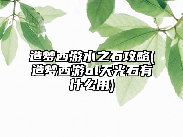 造梦西游水之石攻略(造梦西游ol天光石有什么用)