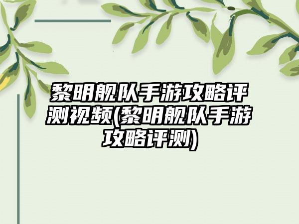 黎明舰队手游攻略评测视频(黎明舰队手游攻略评测)