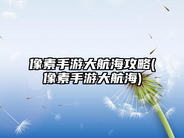 像素手游大航海攻略(像素手游大航海)