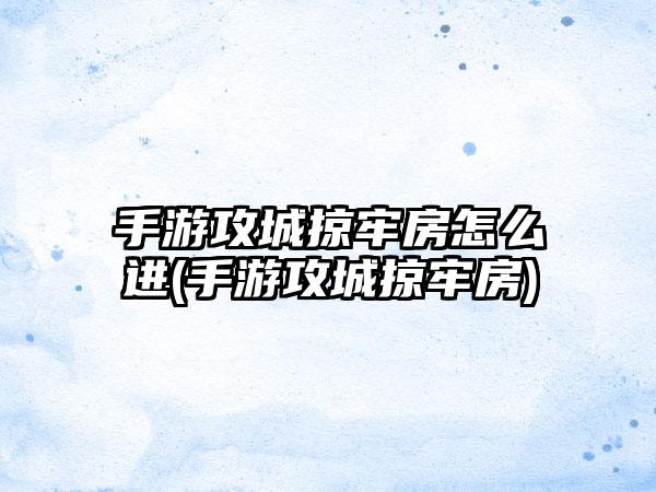 手游攻城掠牢房怎么进(手游攻城掠牢房)