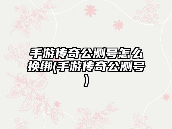 手游传奇公测号怎么换绑(手游传奇公测号)