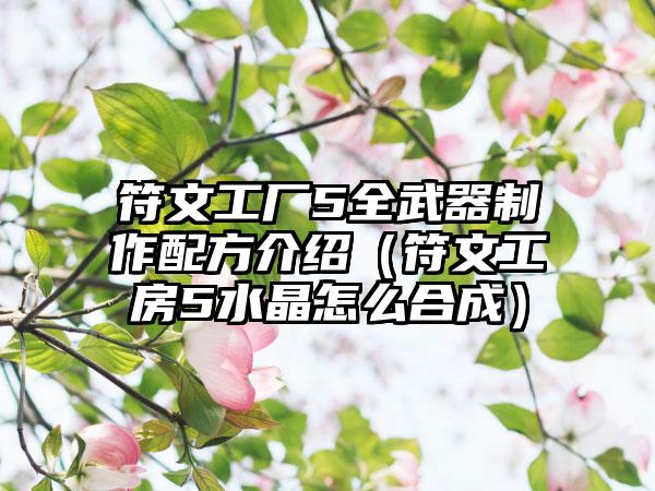 符文工厂5全武器制作配方介绍（符文工房5水晶怎么合成）
