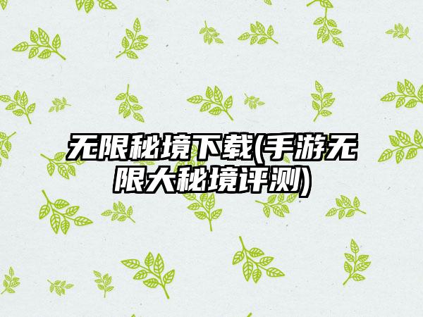 无限秘境下载(手游无限大秘境评测)