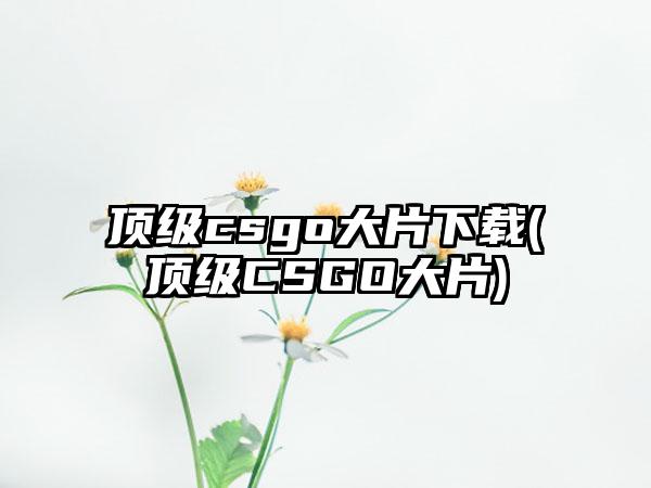 顶级csgo大片下载(顶级CSGO大片)