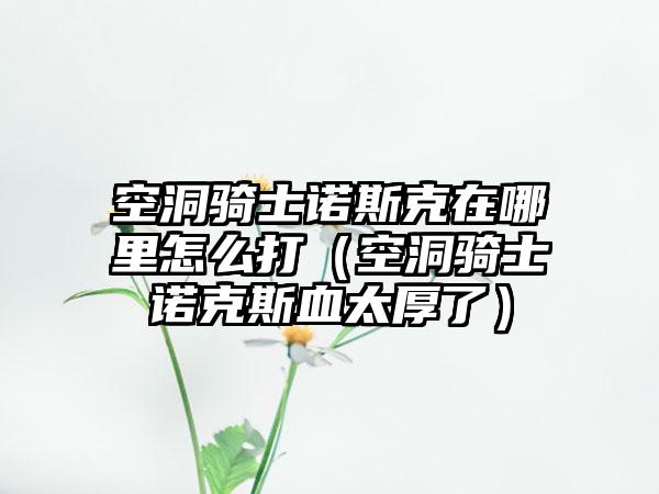 空洞骑士诺斯克在哪里怎么打（空洞骑士诺克斯血太厚了）