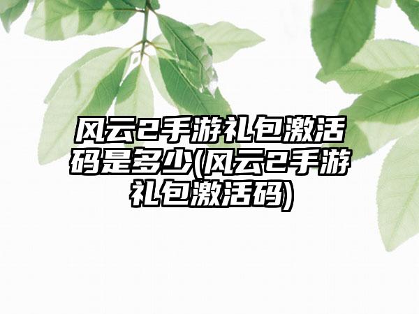 风云2手游礼包激活码是多少(风云2手游礼包激活码)