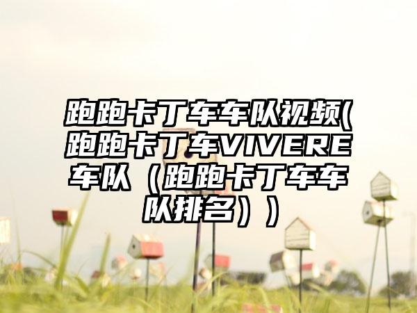 跑跑卡丁车车队视频(跑跑卡丁车VIVERE车队（跑跑卡丁车车队排名）)