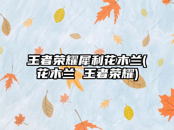 王者荣耀犀利花木兰(花木兰 王者荣耀)