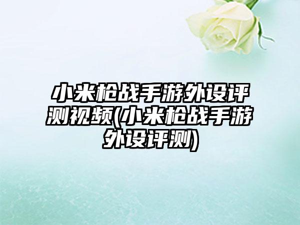 小米枪战手游外设评测视频(小米枪战手游外设评测)