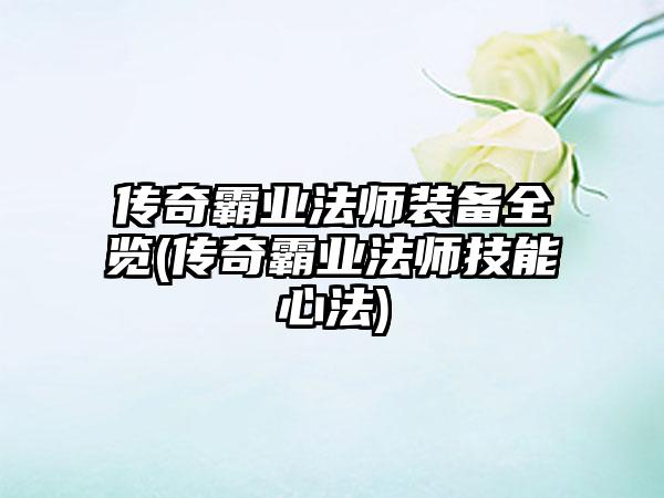 传奇霸业法师装备全览(传奇霸业法师技能心法)