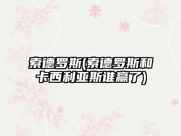 索德罗斯(索德罗斯和卡西利亚斯谁赢了)