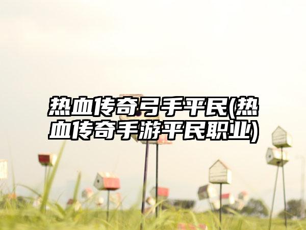 热血传奇弓手平民(热血传奇手游平民职业)
