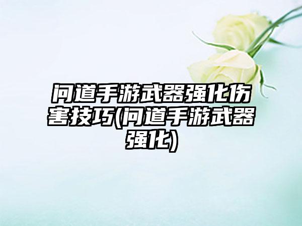 问道手游武器强化伤害技巧(问道手游武器强化)