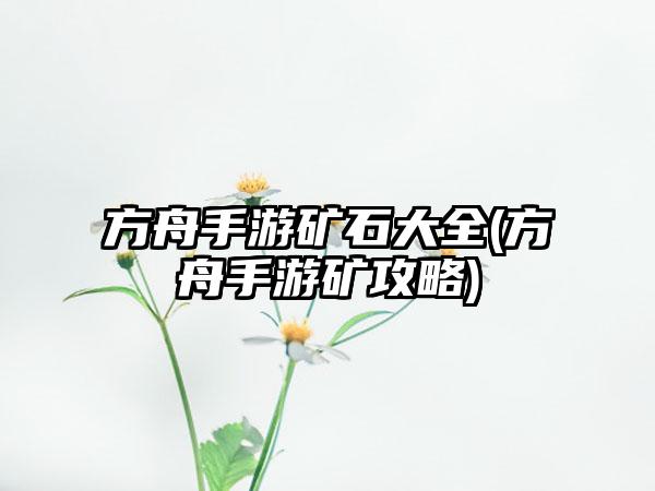 方舟手游矿石大全(方舟手游矿攻略)