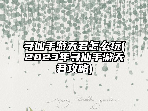 寻仙手游天君怎么玩(2023年寻仙手游天君攻略)