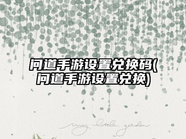 问道手游设置兑换码(问道手游设置兑换)