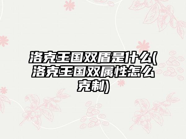 洛克王国双盾是什么(洛克王国双属性怎么克制)