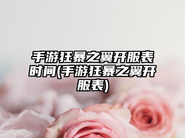 手游狂暴之翼开服表时间(手游狂暴之翼开服表)