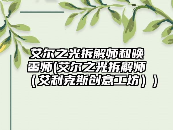 艾尔之光拆解师和唤雷师(艾尔之光拆解师（艾利克斯创意工坊）)