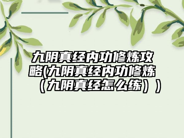 九阴真经内功修炼攻略(九阴真经内功修炼（九阴真经怎么练）)