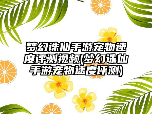 梦幻诛仙手游宠物速度评测视频(梦幻诛仙手游宠物速度评测)