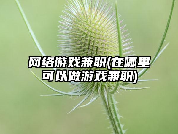 网络游戏兼职(在哪里可以做游戏兼职)