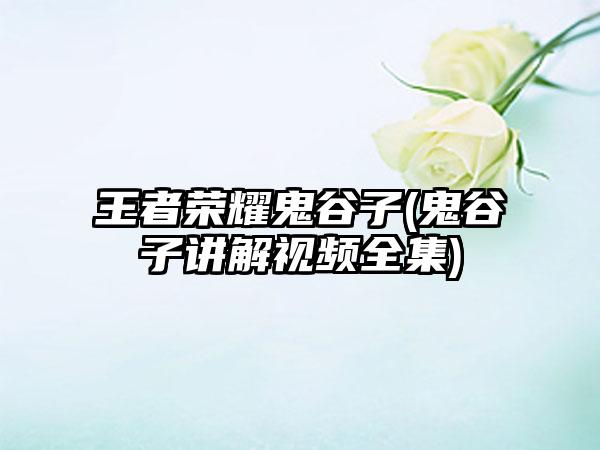 王者荣耀鬼谷子(鬼谷子讲解视频全集)