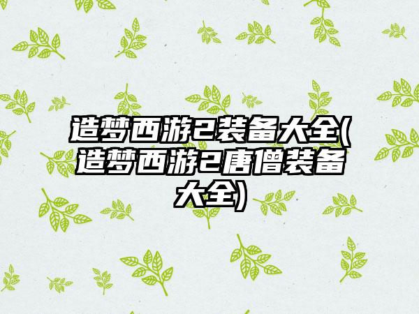 造梦西游2装备大全(造梦西游2唐僧装备大全)
