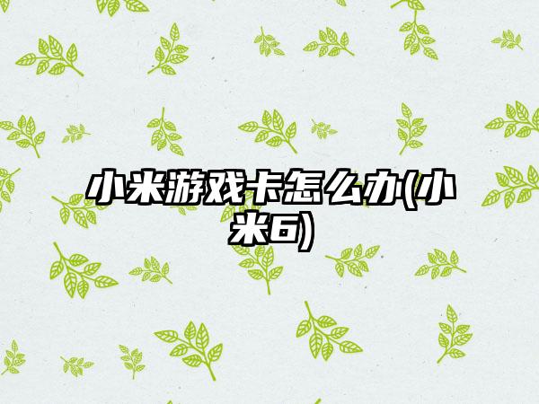 小米游戏卡怎么办(小米6)