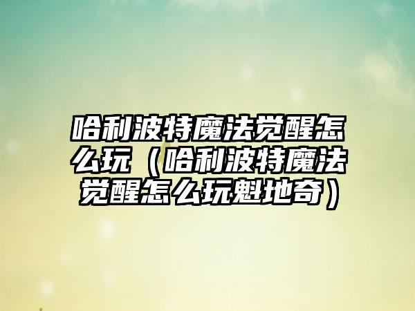哈利波特魔法觉醒怎么玩（哈利波特魔法觉醒怎么玩魁地奇）