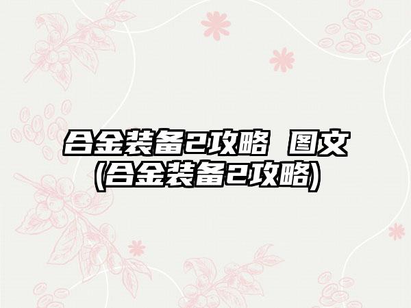 合金装备2攻略 图文(合金装备2攻略)