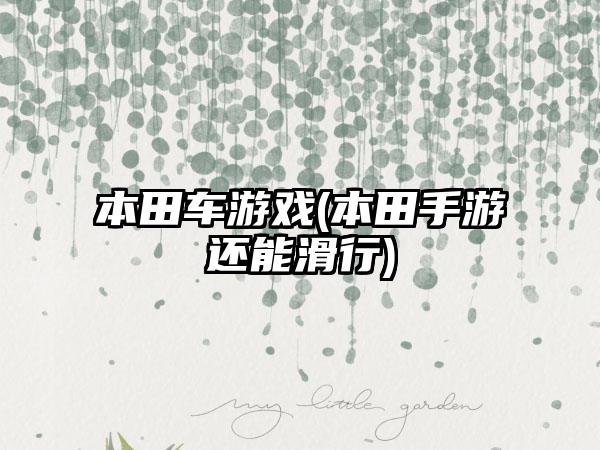 本田车游戏(本田手游还能滑行)