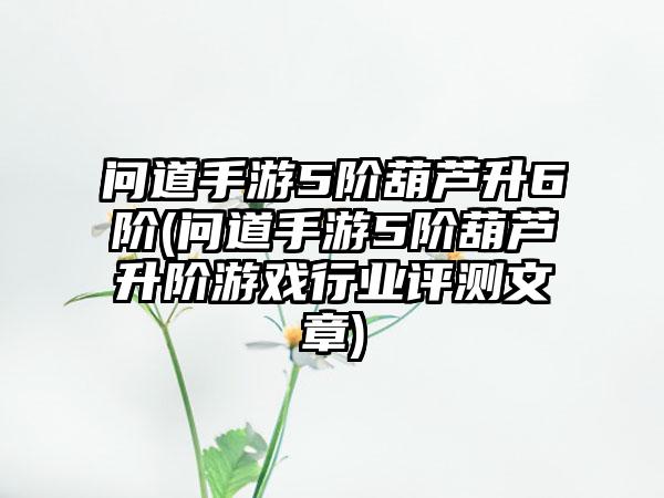 问道手游5阶葫芦升6阶(问道手游5阶葫芦升阶游戏行业评测文章)