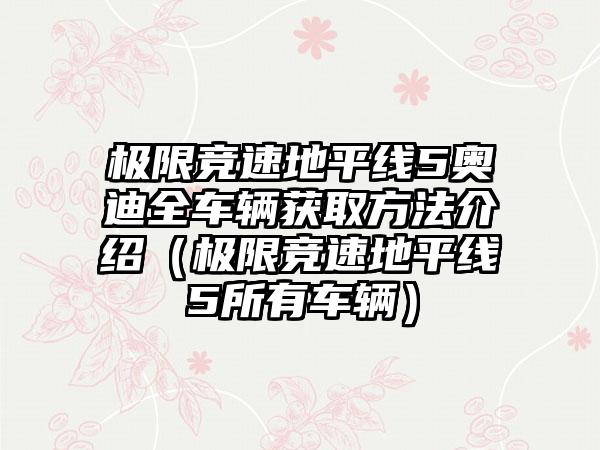 极限竞速地平线5奥迪全车辆获取方法介绍（极限竞速地平线5所有车辆）