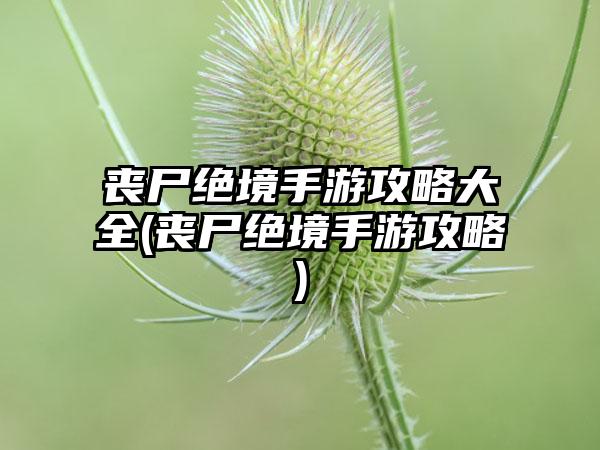 丧尸绝境手游攻略大全(丧尸绝境手游攻略)