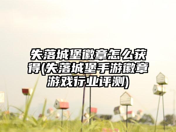 失落城堡徽章怎么获得(失落城堡手游徽章游戏行业评测)