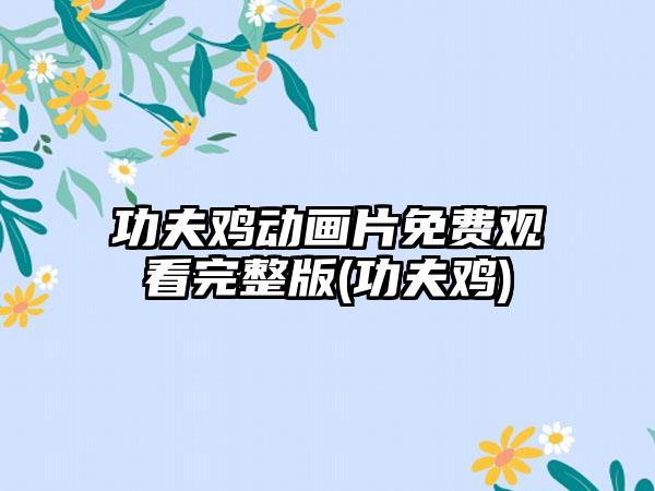 功夫鸡动画片免费观看完整版(功夫鸡)