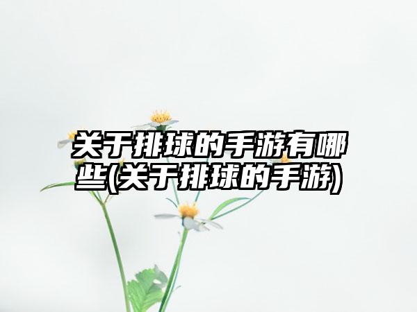 关于排球的手游有哪些(关于排球的手游)