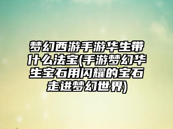 梦幻西游手游华生带什么法宝(手游梦幻华生宝石用闪耀的宝石走进梦幻世界)