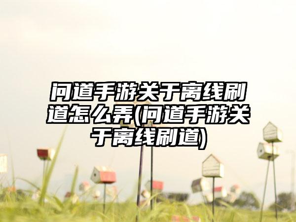 问道手游关于离线刷道怎么弄(问道手游关于离线刷道)